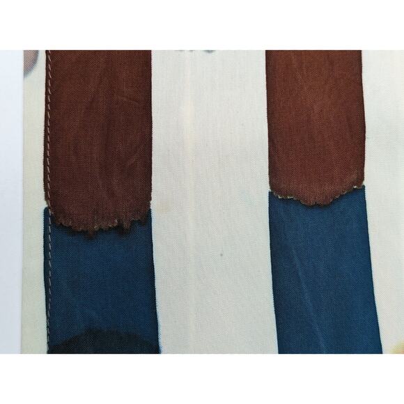 Brown Teal Green White Stripe Silk Rectangular Scarf - Picture 6 of 13